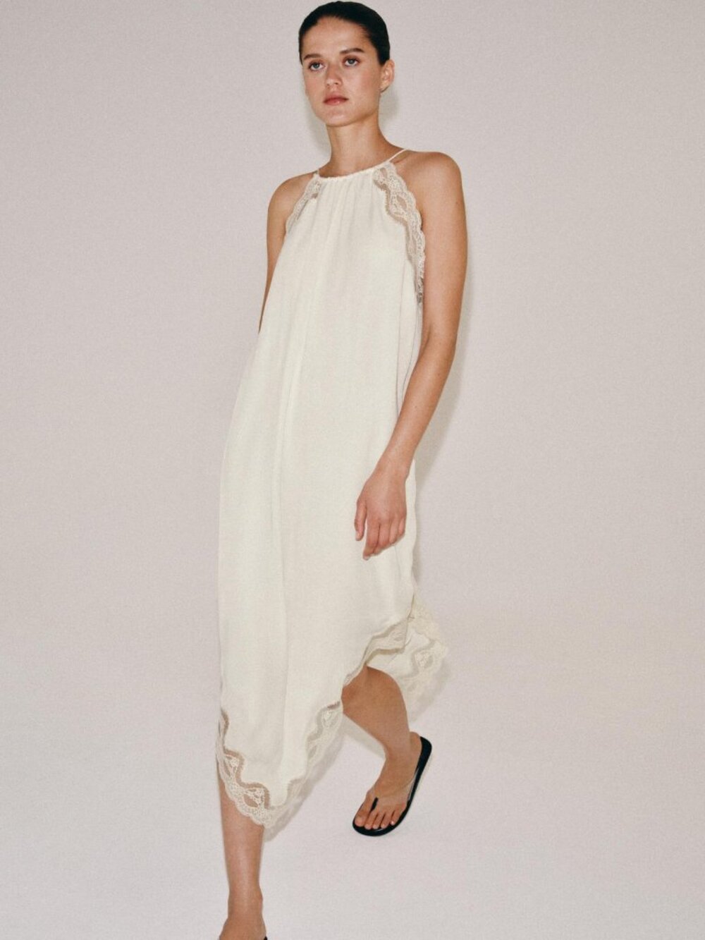 Zara Woman Collection Combination Lace Asymmetrical Midi Dress Size Small NWT